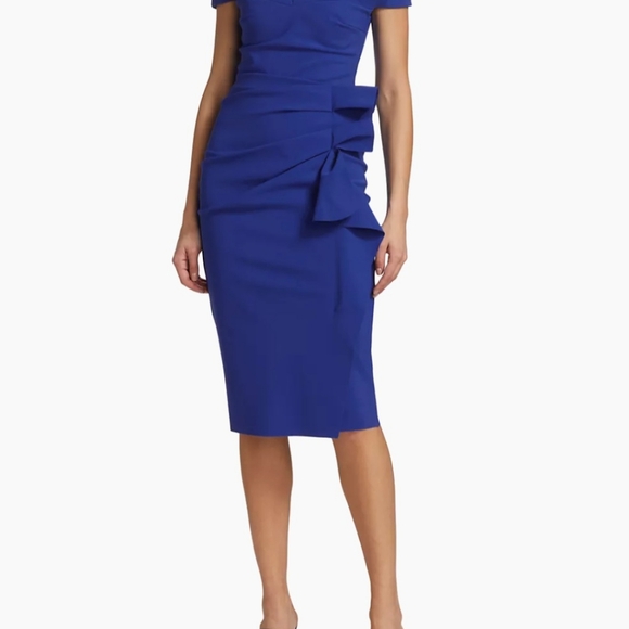 Chiara Boni La Petite Robe Off-the-Shoulder Midi Cocktail Dress - Picture 3 of 3